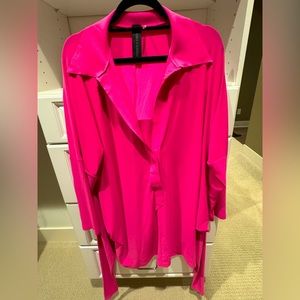 Norma Kamali front tie dress in orchid pink